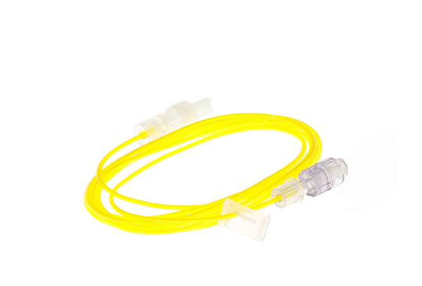 infusion line for syringe pump, uv protection and needle free connector, pvc free